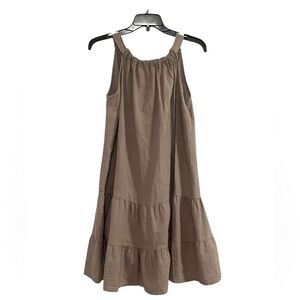 Bellambia Linen Dress Sz S Made in Italy Brown Sleeveless Tiered Dress